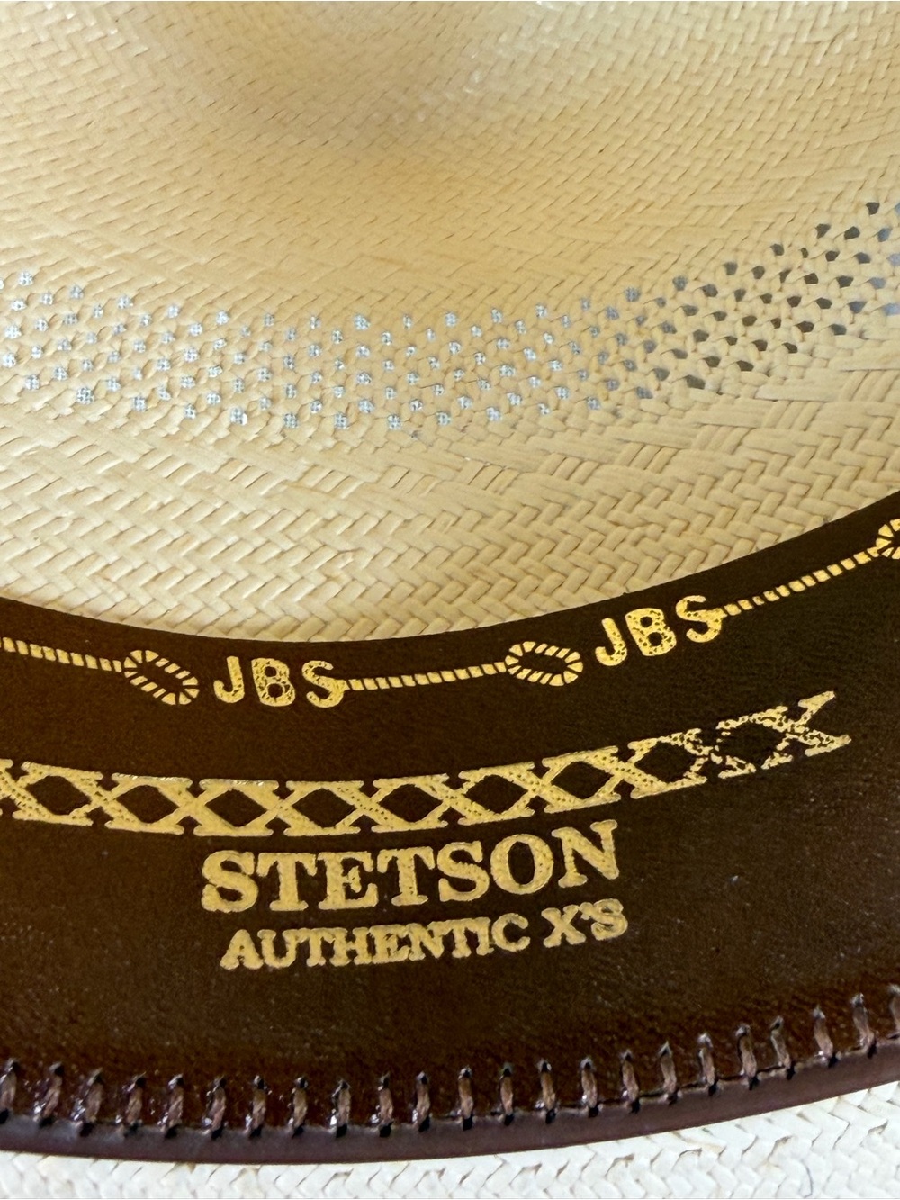 Stetson Bassick Natural Straw Hat with Brown Leather Sweatband 7.5 oval Brim 4.5 - Picture 7 of 10